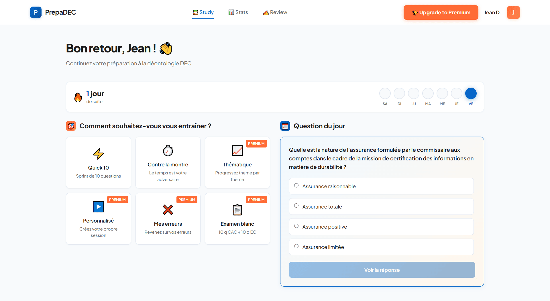 Tableau de bord PrepaDEC